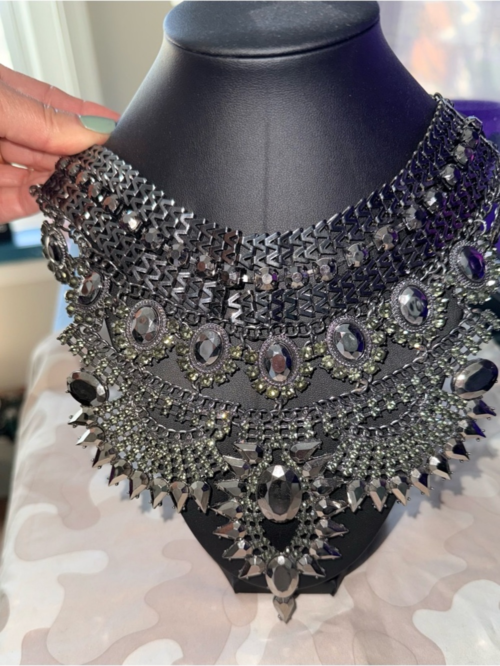 Statement Black Crystal Choker Necklace - Women Jewelry